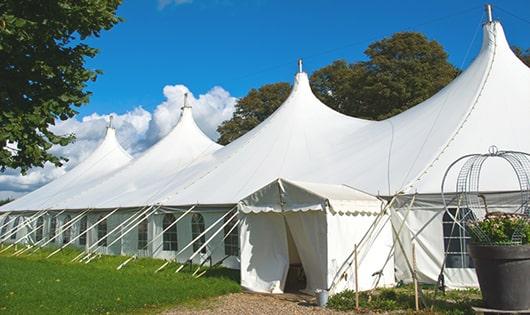 high-quality portable restrooms stationed at a wedding, meeting the needs of guests throughout the outdoor reception in Allston